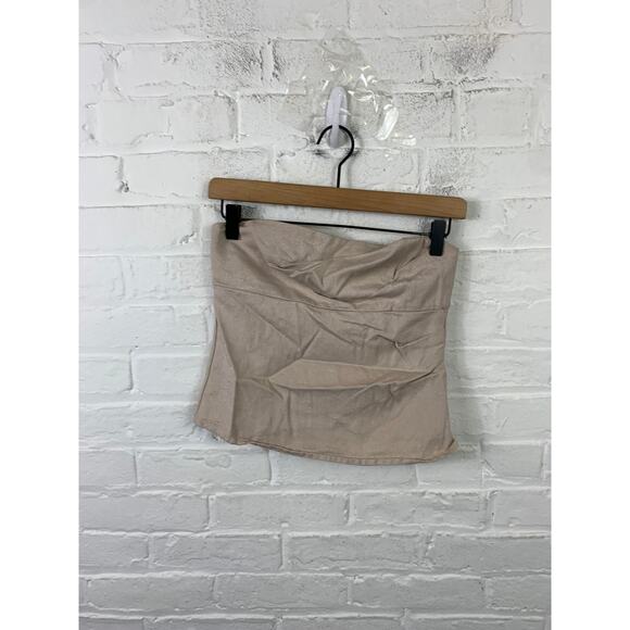 Zara Women’s Smocked Corset Style Tube Top Sleeveless Casual Beige Size S - Picture 1 of 4